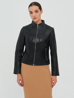 Кожаная куртка женская Каляев 68516 черная 50 RU