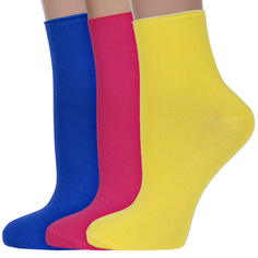 Комплект носков женских ХОХ 3-G-1406 синих; розовых; желтых 25
