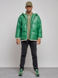 Кожаная куртка мужская MTFORCE 28132 зеленая XL