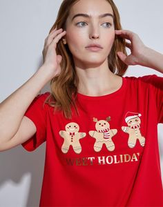 Футболка домашняя женская Gloria Jeans GSL001555 красная XL (48)