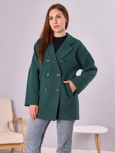 Пальто женское Louren Wilton М-062-Кор-N зеленое 46 RU