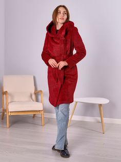 Пальто женское Louren Wilton М-017-N красное 42 RU