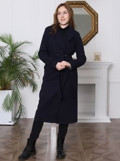 Пальто женское Louren Wilton М-004-N синее 42 RU
