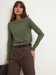 Лонгслив женский Annemore BASIC зеленый 44 RU