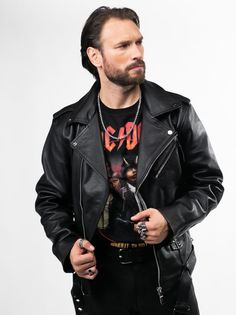 Кожаная куртка мужская RockMerch FR1276 черная XXL