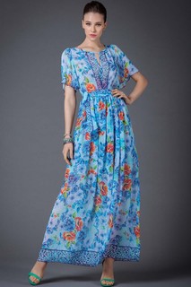 Платье женское Арт-Деко P-736 голубое 44 RU