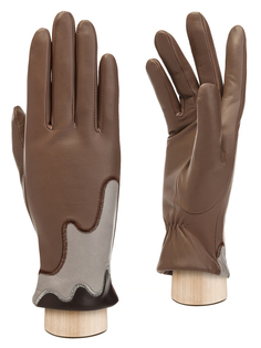 Перчатки женские Eleganzza IS01337 серо-коричневые/темно-коричневые р. 6,5