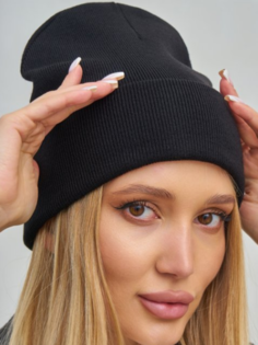 Шапка бини женская Мир шапок 2 чёрная, one size