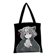 Сумка-шоппер Anime Neko-girl черно-серая No Brand