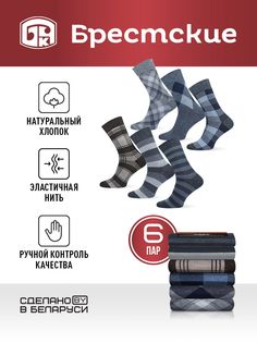 Комплект носков мужских Брестские 15с2125 разноцветных 25, 6 пар