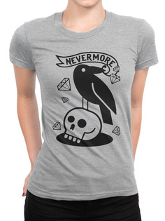 Футболка женская DreamShirts Studio Эдгар Аллан По 513-nevermorepo-1 серая 2XL