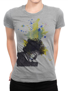 Футболка женская DreamShirts Studio Боб Дилан 078-bobdylan-1 серая 2XL