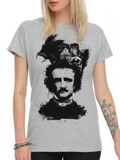 Футболка женская DreamShirts Studio Эдгар Аллан По 225-edgarallanpoe-1 серая 2XL