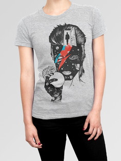 Футболка женская DreamShirts Studio Дэвид Боуи - Зигги Стардаст 268-bowie-1 серая 2XL