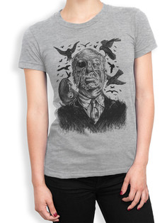 Футболка женская DreamShirts Studio Альфред Хичкок 103-hitchcock-1 серая 2XL