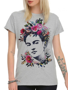 Футболка женская DreamShirts Studio Художница Фрида Кало 349-fridacalo-1 серая 2XL
