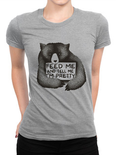 Футболка женская DreamShirts Studio Голодный Медведь 102-feedmebearagain-1 серая 2XL