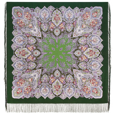Платок женский Павловопосадский платок 2016 зеленый, 125х125 см