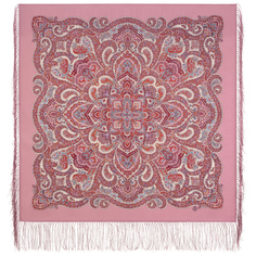 Платок женский Павловопосадский платок 1996 розовый/бордовый/молочный, 89х89 см