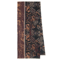 Шарф мужской Павловопосадский платок 10373 коричневый/черный, 40х190 см