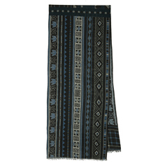 Шарф мужской Павловопосадский платок 10369 серый/синий, 40х190 см