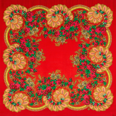 Платок женский Павловопосадский платок 1699 красный/желтый/зеленый, 110х110 см