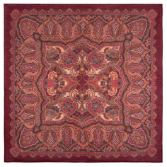 Платок женский Павловопосадский платок 10440 бордовый/оранжевый/красный, 115х115 см