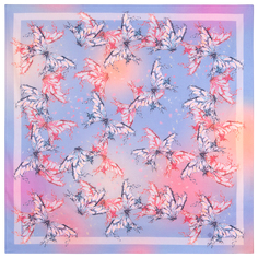 Платок женский Павловопосадский платок 11003 голубой/розовый, 80х80 см
