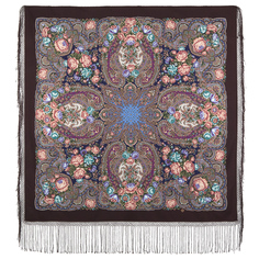 Платок женский Павловопосадский платок 1760 коричневый, 148х148 см