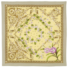 Платок женский Павловопосадский платок 1382 бледно-желтый, 89х89 см
