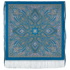 Платок женский Павловопосадский платок 1539 голубой, 148х148 см