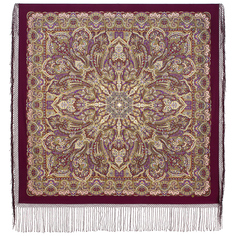 Платок женский Павловопосадский платок 1857 бордовый/сиреневый, 148х148 см