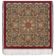 Платок женский Павловопосадский платок 1857 бордовый, 148х148 см