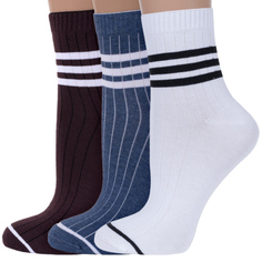Комплект носков женских ХОХ 3-G-1407 коричневых; синих; белых 25