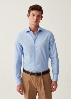 Рубашка OVS для мужчин, голубая, размер 38, 1890876