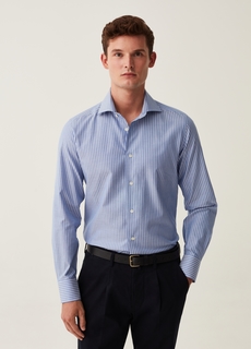 Рубашка OVS для мужчин, белая, синяя, размер 38, 1890869