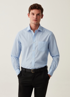Рубашка OVS для мужчин, голубая, размер 39, 1888762