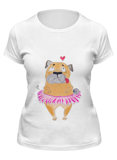 Футболка мужская Printio Мопс в юбке 657221 белая 2XL