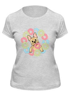 Футболка женская Printio Бульдог,который любит пончики серая S