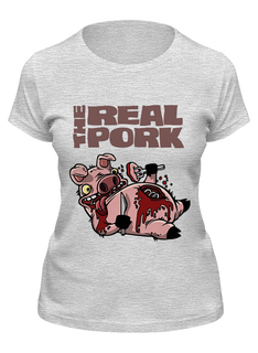 Футболка женская Printio Настоящая свинина серая L