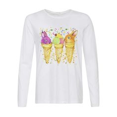 Лонгслив CoolPodarok Животные. Зайки в рожке мороженого