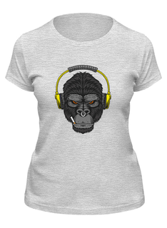 Футболка женская Printio Горилламьюзик серая 2XL