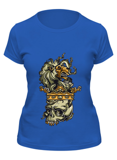 Футболка женская Printio Лев и череп синяя XL