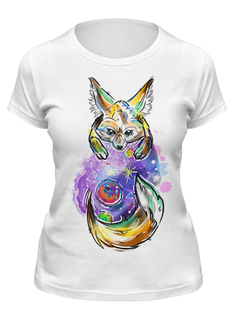 Футболка женская Printio Лиса космос белая 2XL