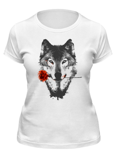 Футболка женская Printio Wolf&rose белая L