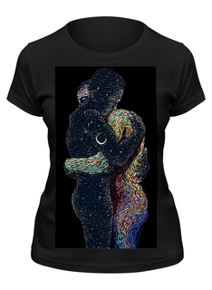 Футболка женская Printio Earth and sky черная 2XL