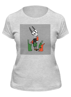 Футболка женская Printio Зайцы и морковное мороженое серая 2XL