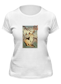 Футболка женская Printio Japanese cat белая S