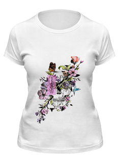 Футболка женская Printio Череп с цветами dum spiro sper белая S