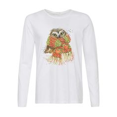 Лонгслив CoolPodarok Животные. Совушка с шарфиком
